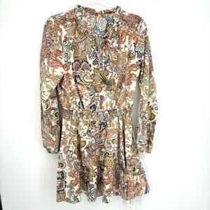 Cupshe Paisley Print Tie Neck Long Sleeve Cover Up Dress Size Large NEW Vacation